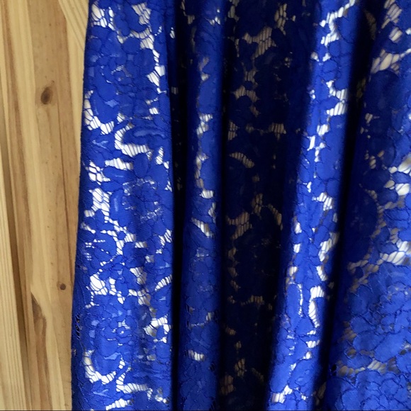 Royal Blue Lace dress with beige underlay. Size 6. - Picture 2 of 5